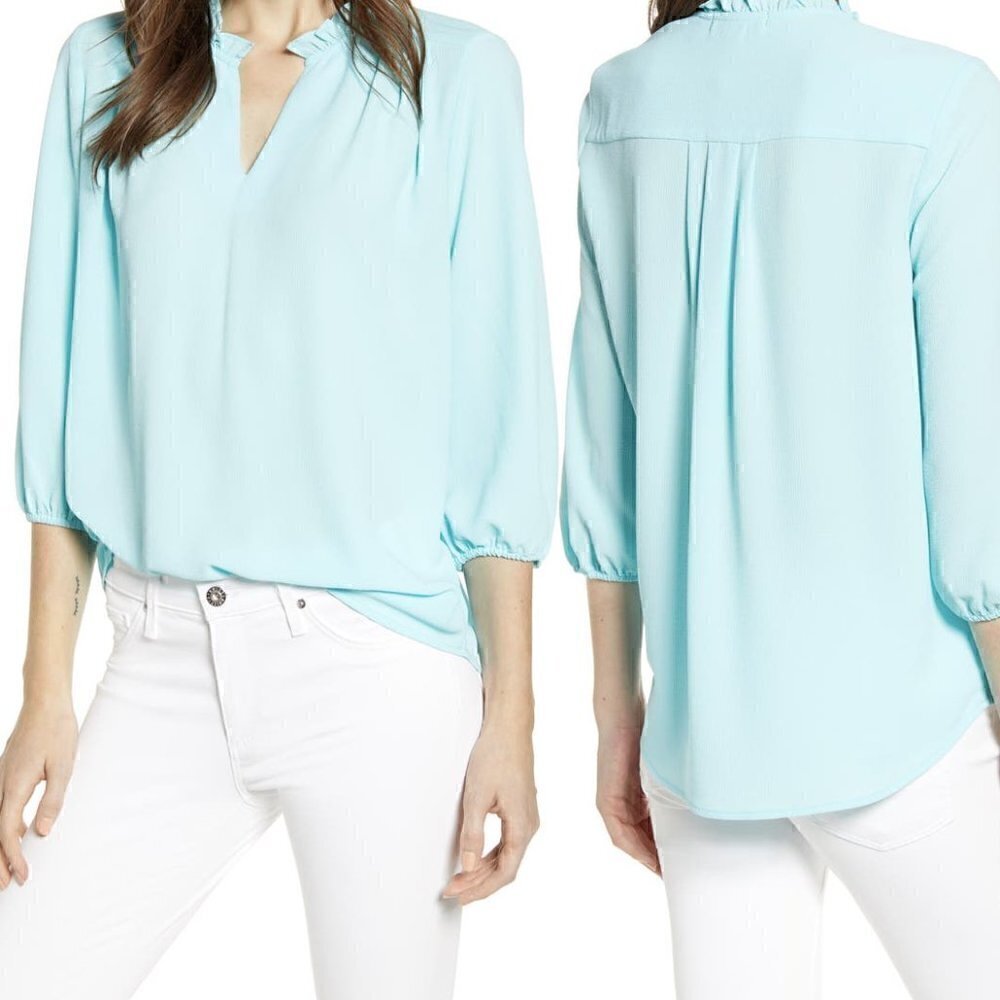Gibsonlook Tulip Split Neck Top Size S Color Mint Ice NWOT